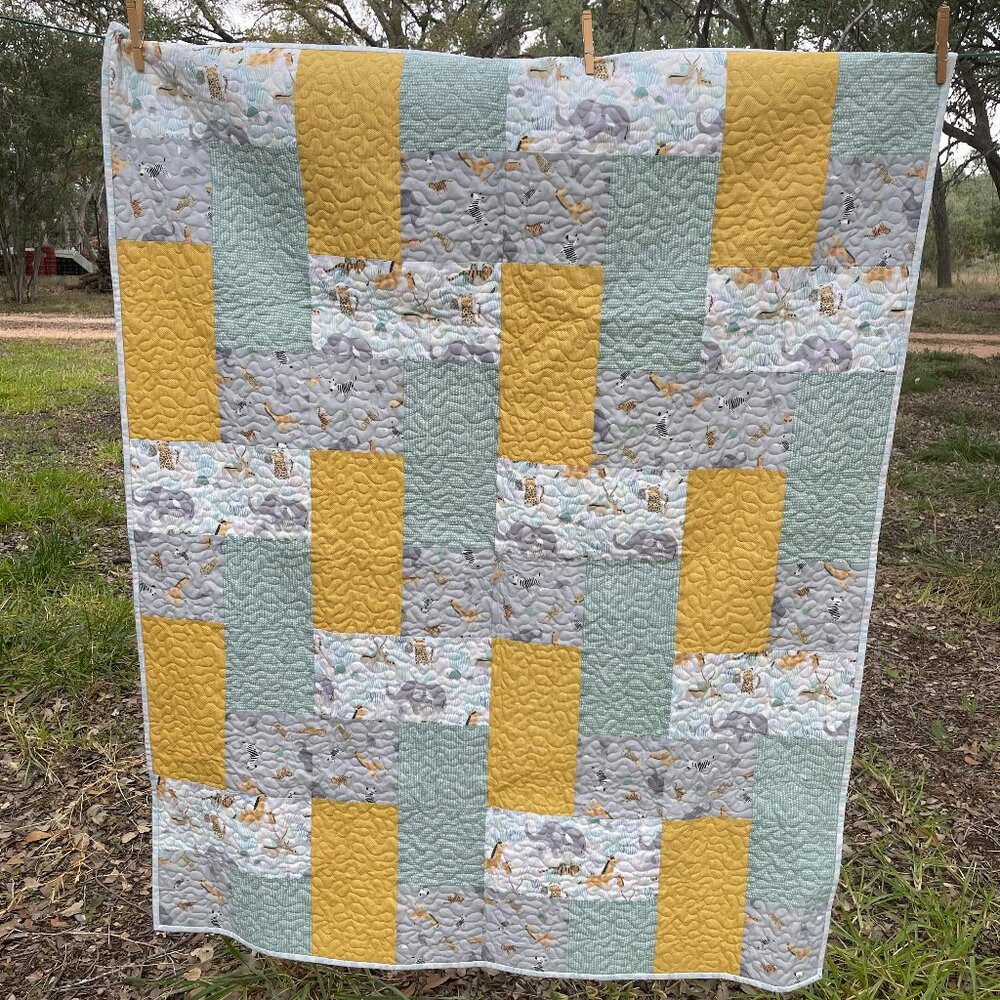 Baby or Lap Quilt, Safari Animal Themed